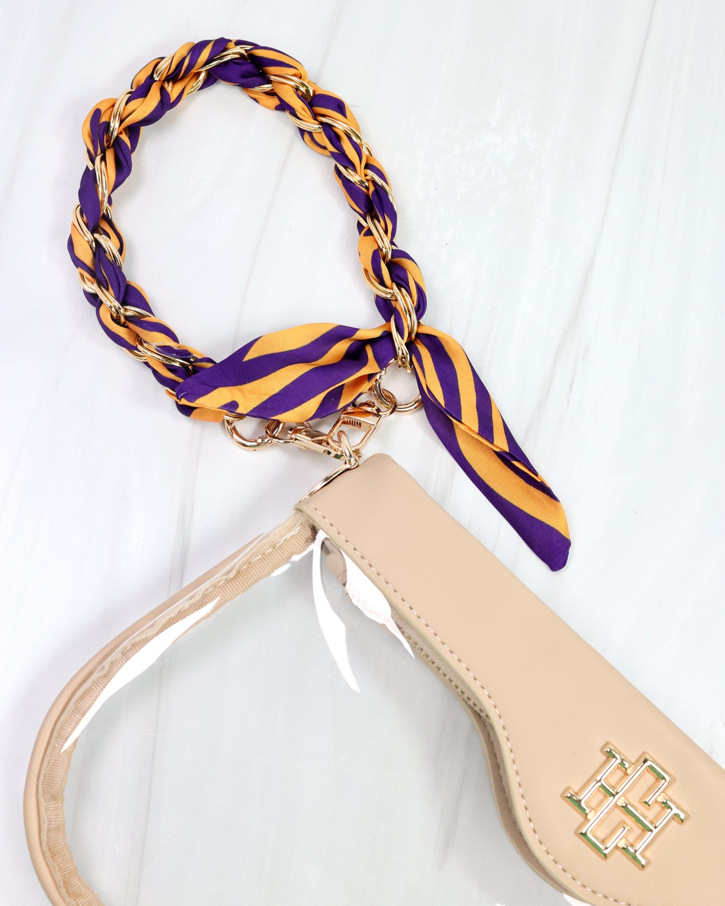 Serafina Scarf Purse Chain Purple Gold