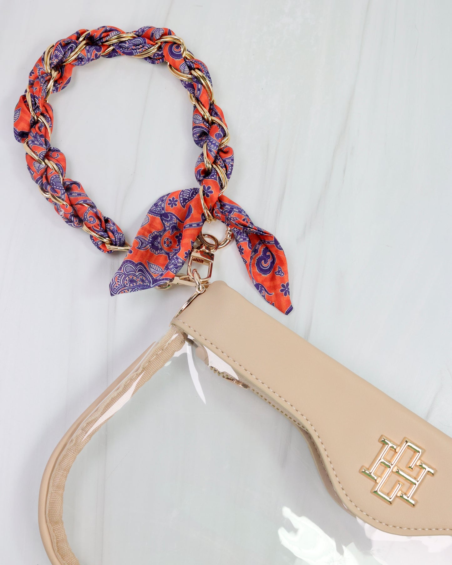 Serafina Scarf Purse Chain Blue Orange