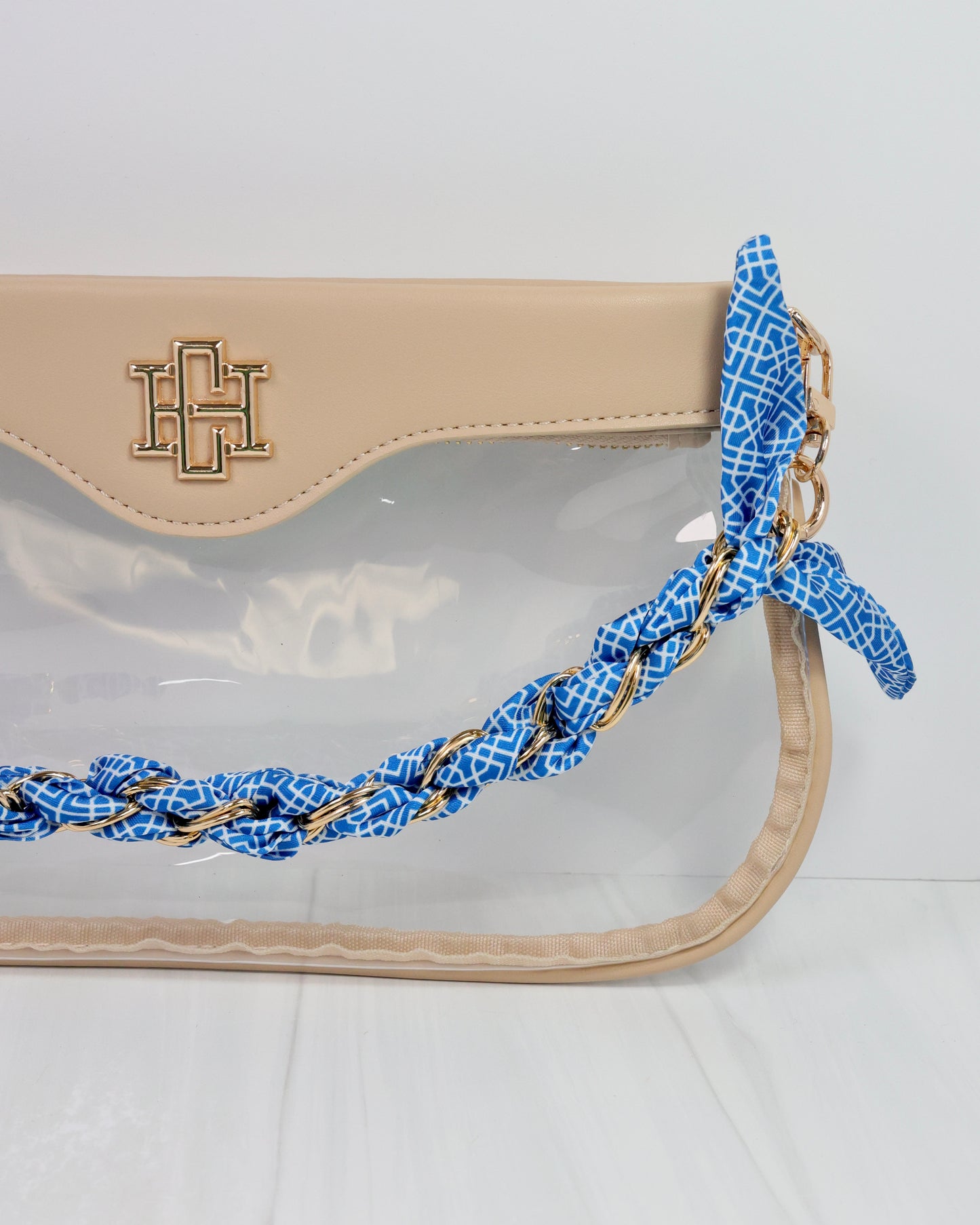 Serafina Scarf Purse Chain Bl Wht Geo