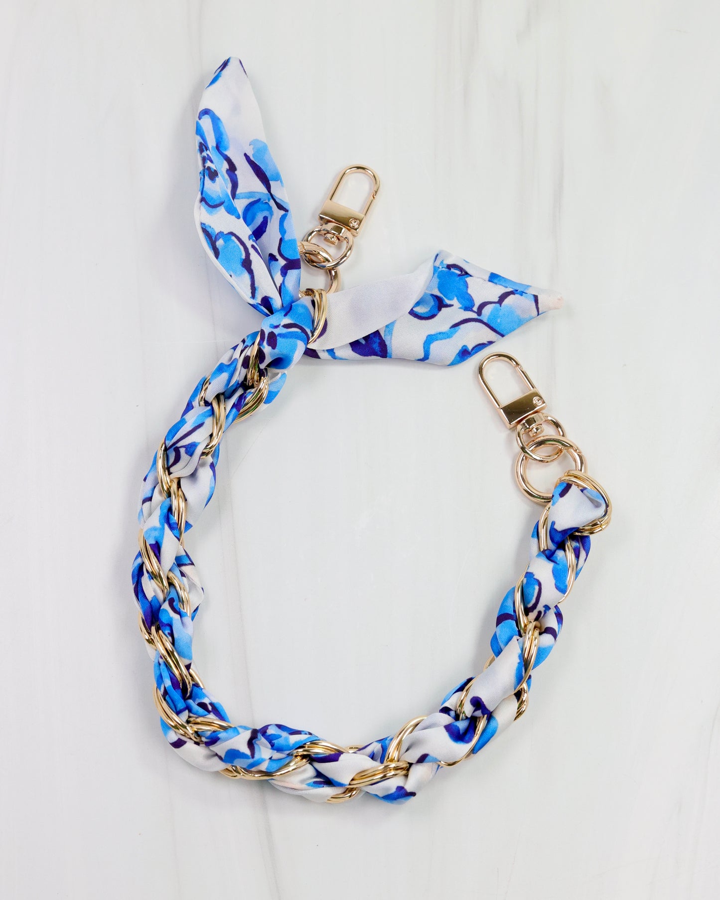 Serafina Scarf Purse Chain BL Wht Floral