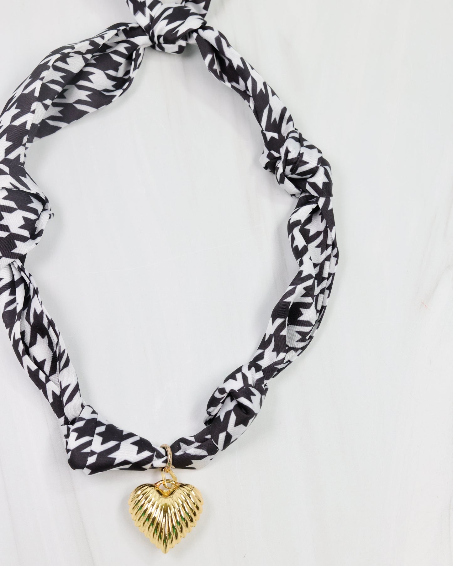 Serafina Scarf Charm Necklace Black White