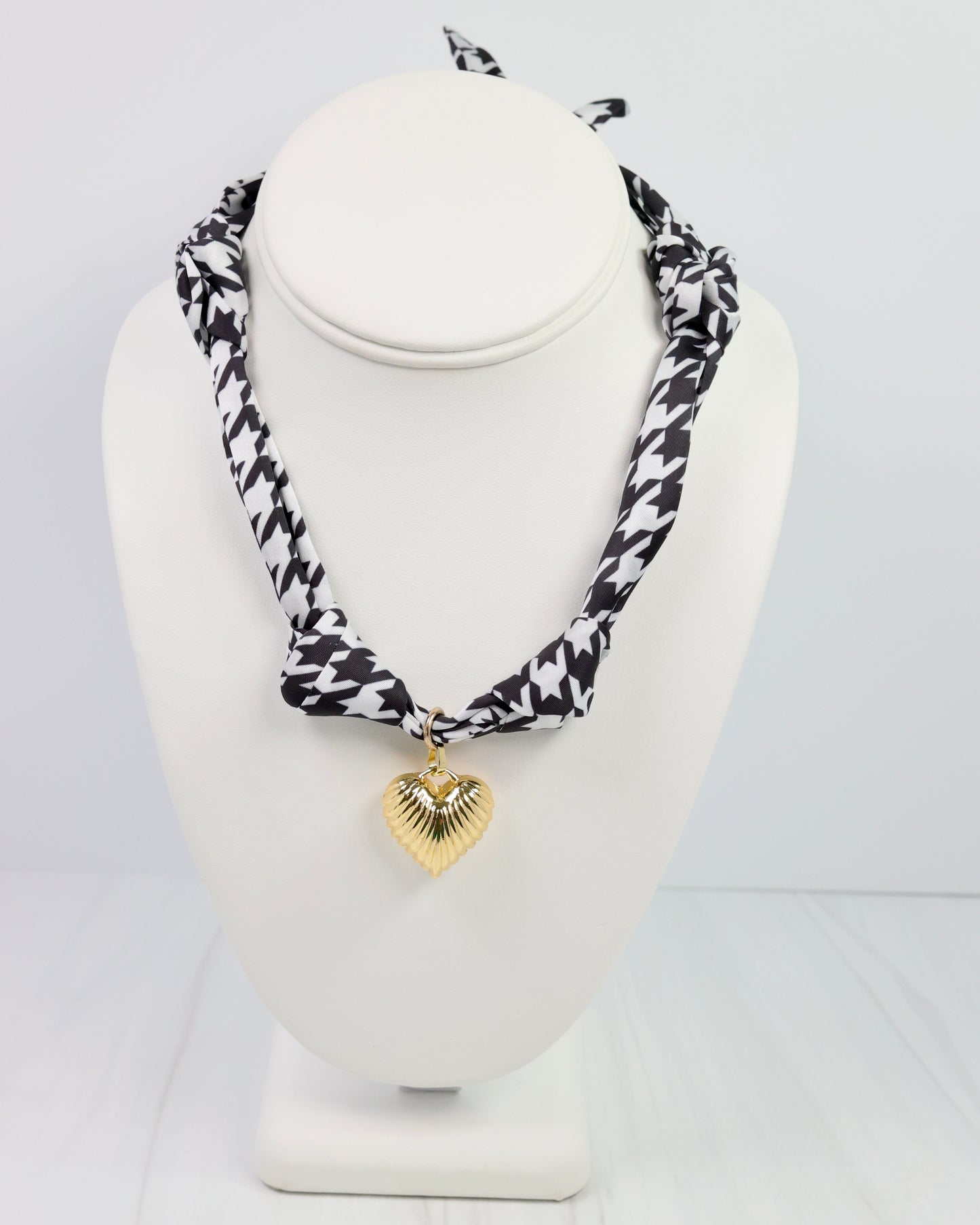 Serafina Scarf Charm Necklace Black White
