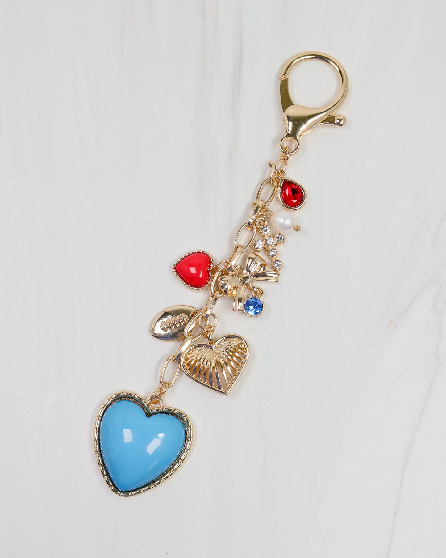 Sutton Bag Charm POWDER BLUE RED