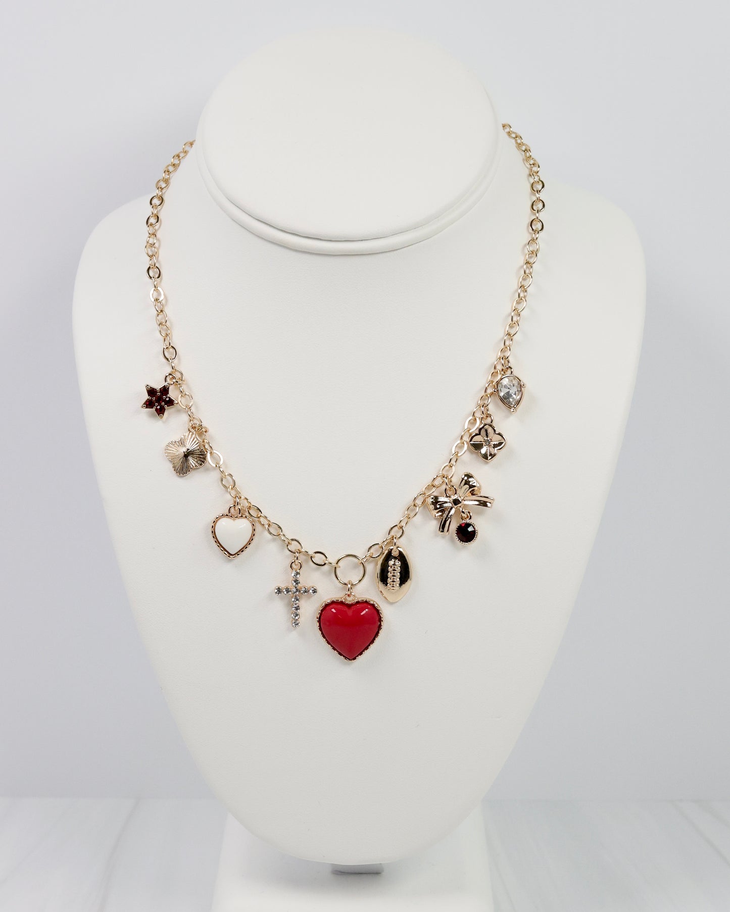 Bentley Charm Necklace MAROON WHITE