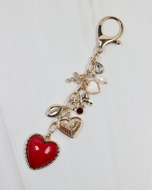 Sutton Bag Charm MAROON WHITE