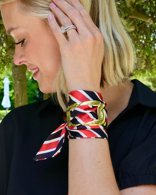 Serafina Scarf Bracelet Bk Rd Stripe
