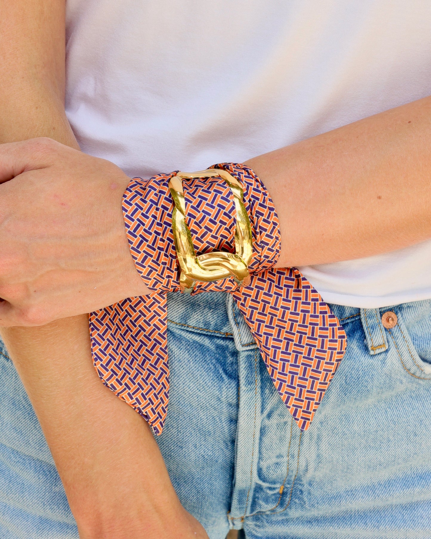 Serafina Scarf Bracelet Navy Orange