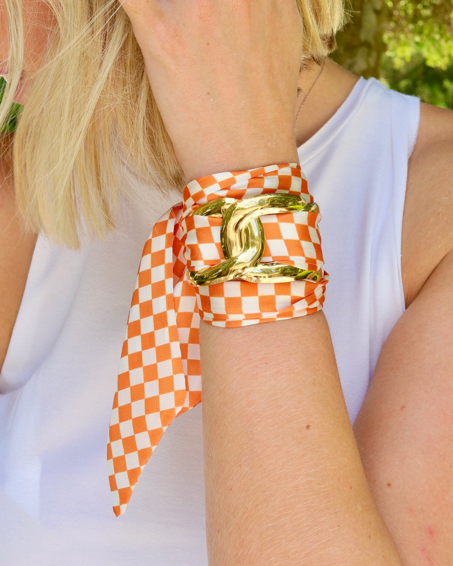 Serafina Scarf Bracelet Orange Check