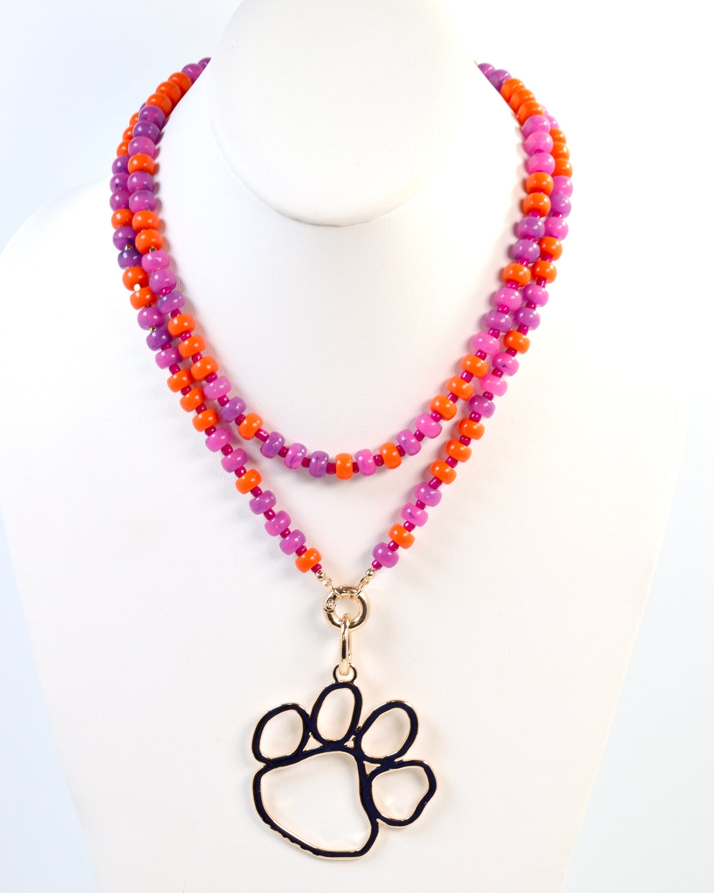 McLane Stone Necklace with Toggle Purple Orange
