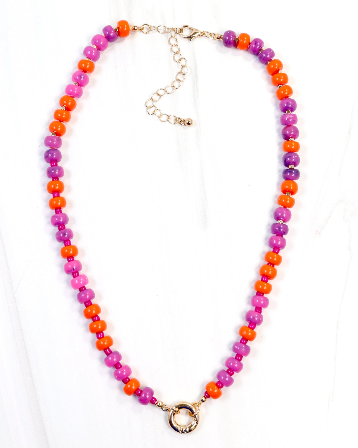 McLane Stone Necklace with Toggle Purple Orange