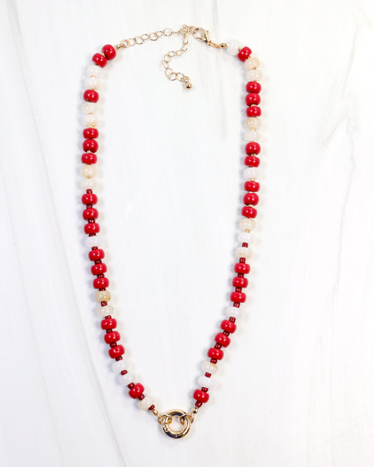 McLane Stone Necklace with Toggle Crimson White