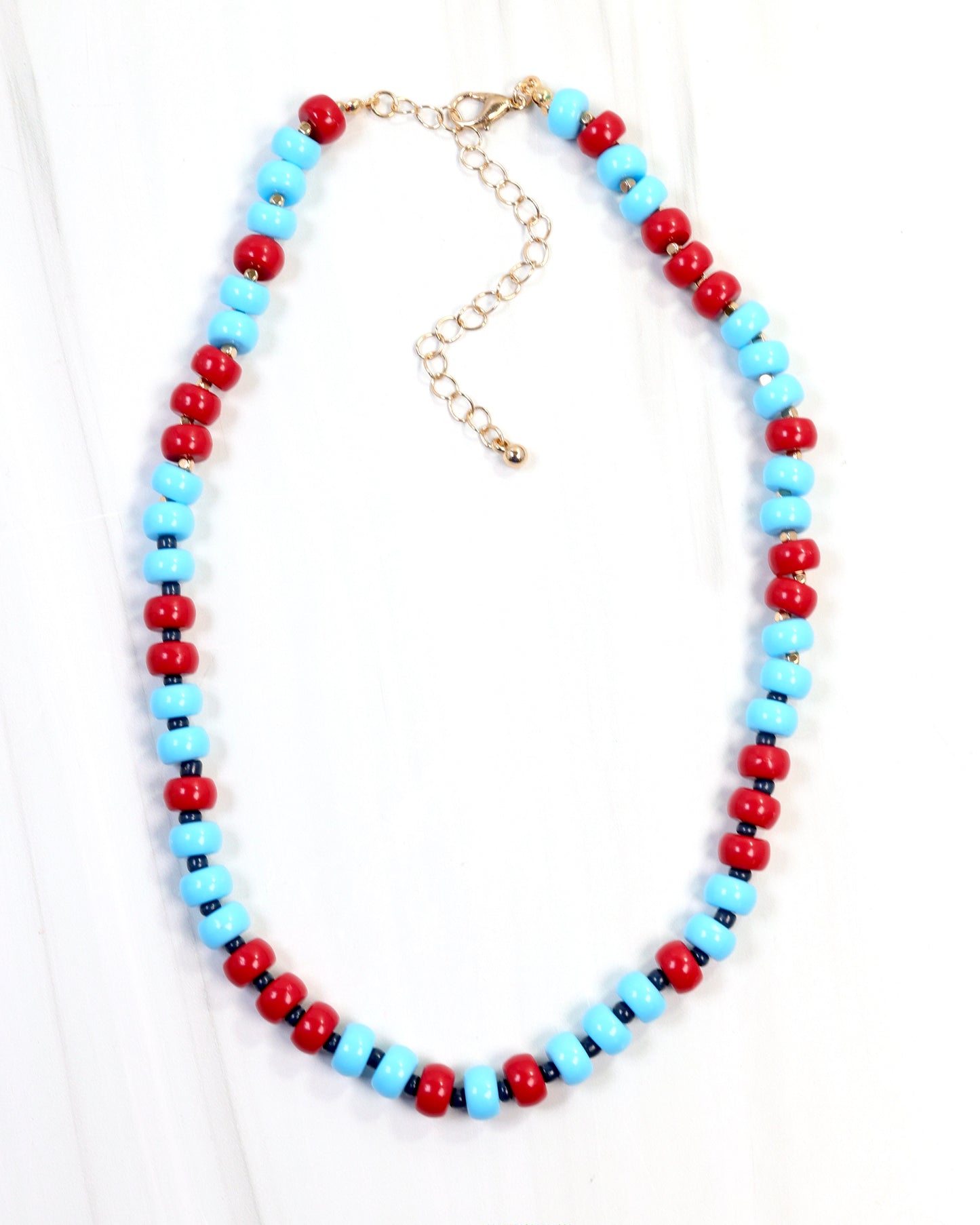 Ellison Stone Necklace Powder Blue Red