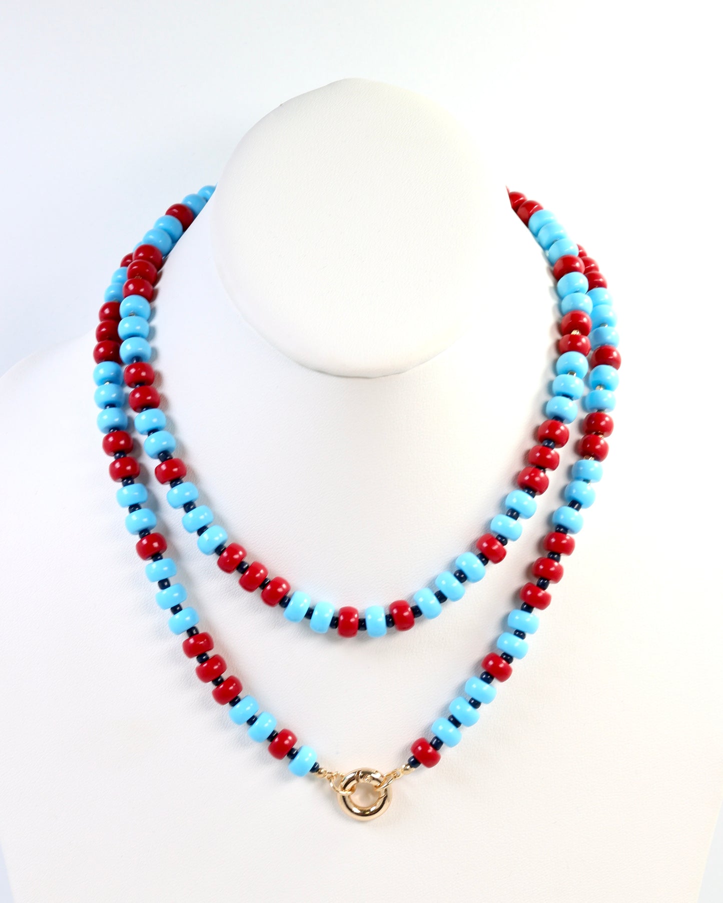 Ellison Stone Necklace Powder Blue Red