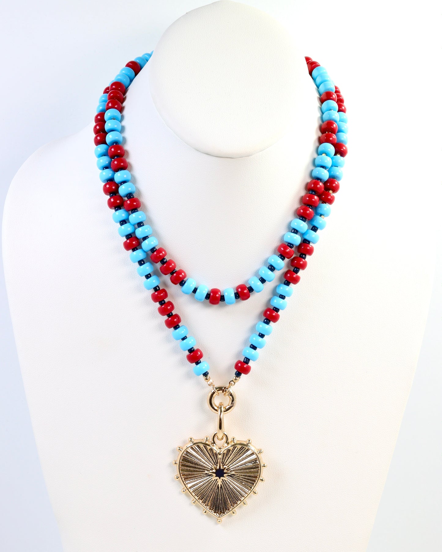 McLane Stone Necklace with Toggle Powder Blue Red