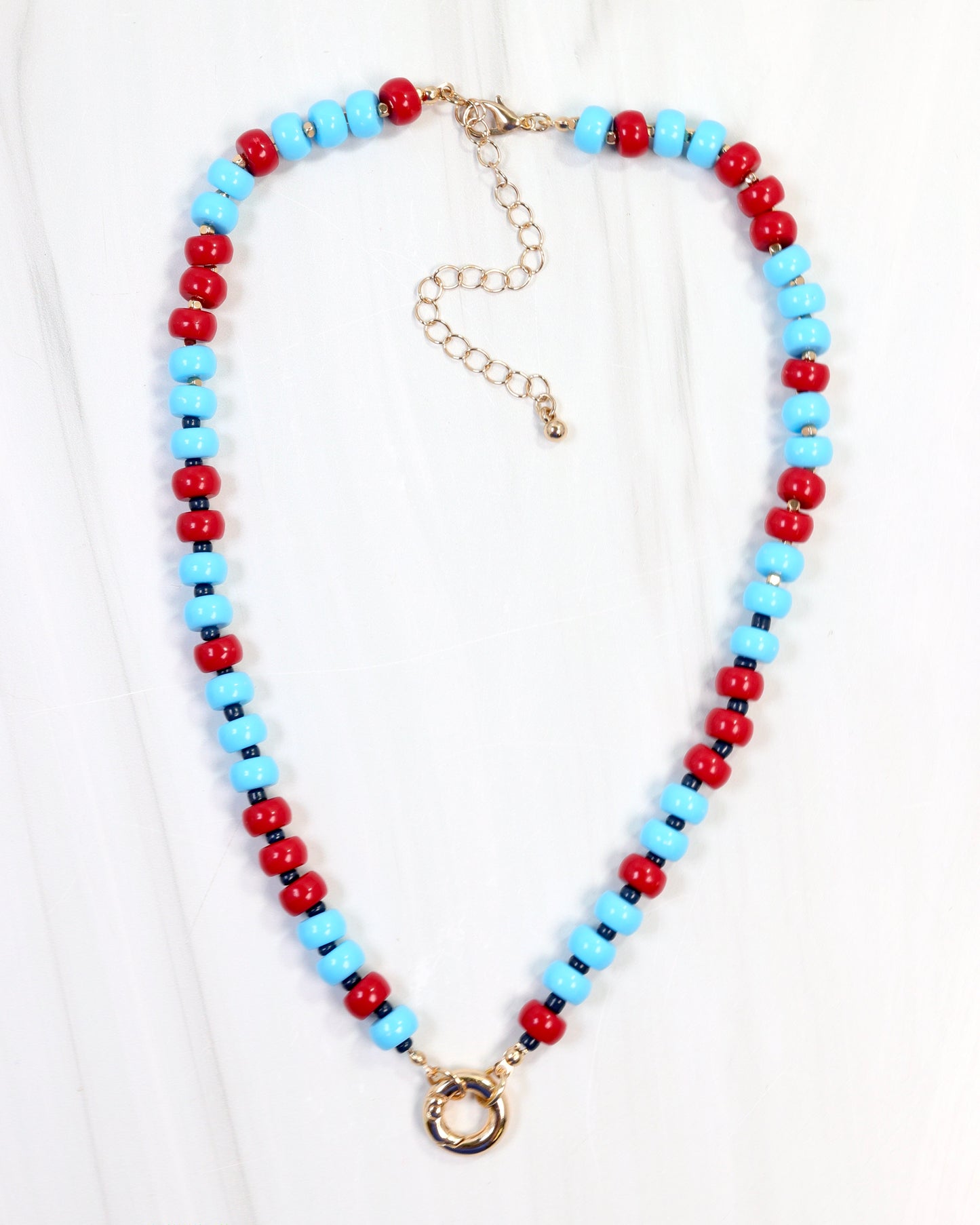 McLane Stone Necklace with Toggle Powder Blue Red