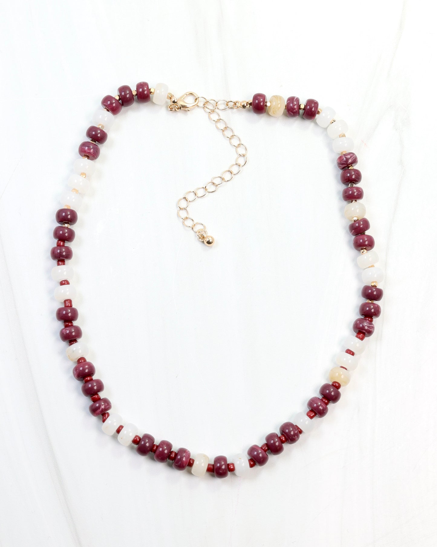 Ellison Stone Necklace Maroon White