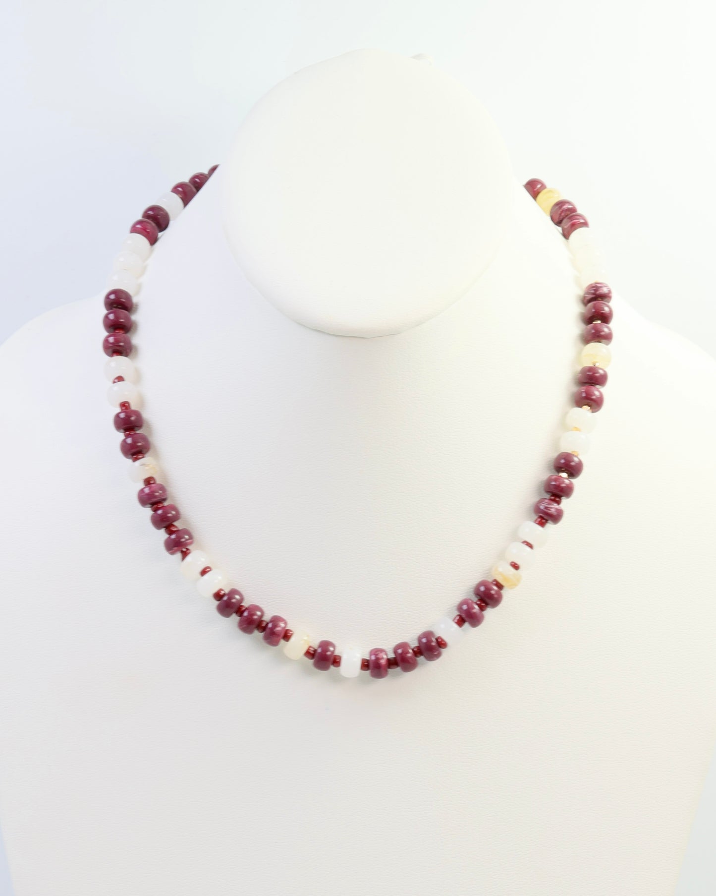 Ellison Stone Necklace Maroon White