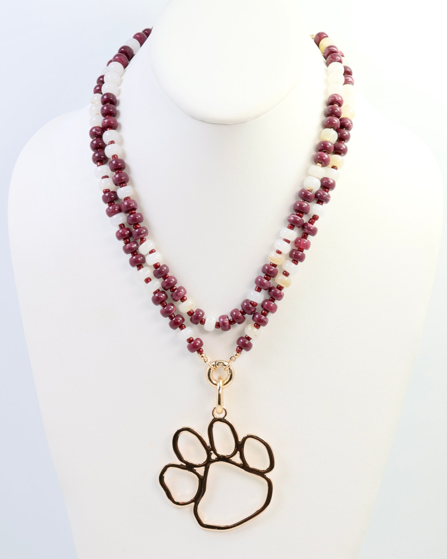 Ellison Stone Necklace Maroon White