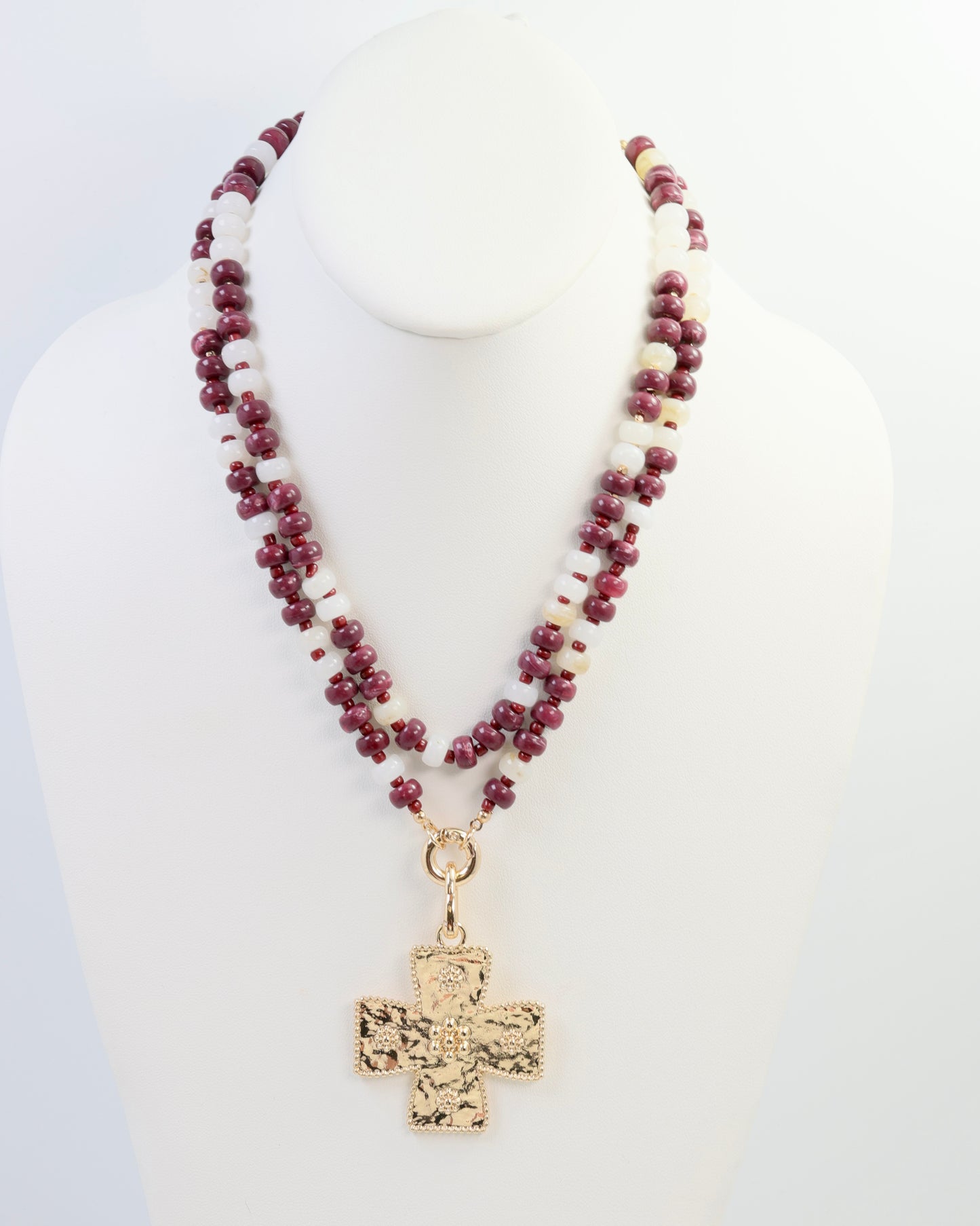 Ellison Stone Necklace Maroon White