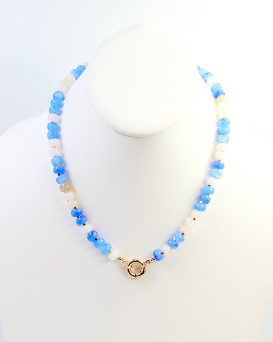 McLane Stone Necklace with Toggle Blue White