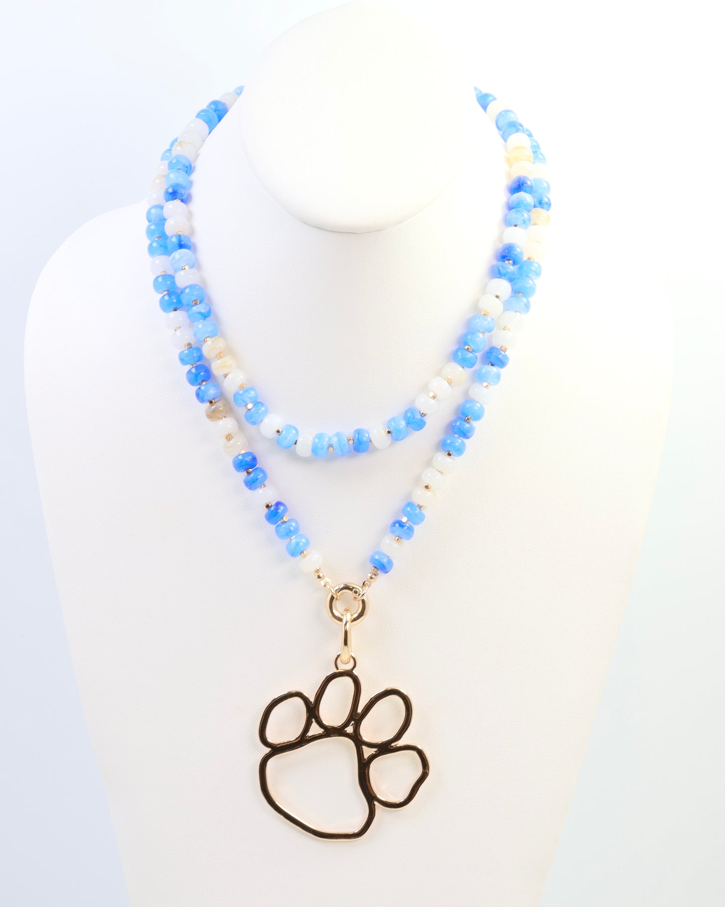 Stone Necklace Bundle Blue White Paw