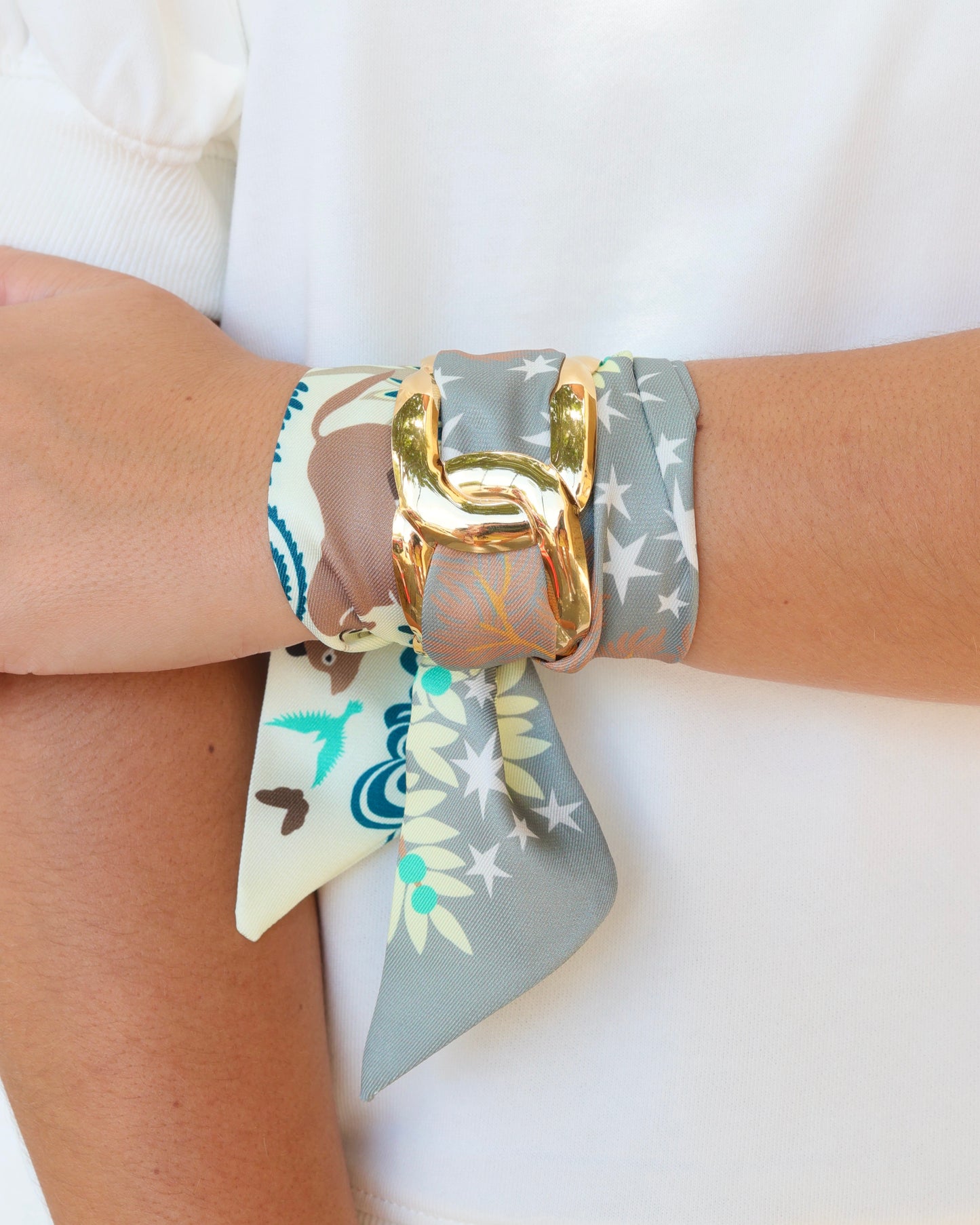 Sedgefield Scarf Bracelet Tan Teal