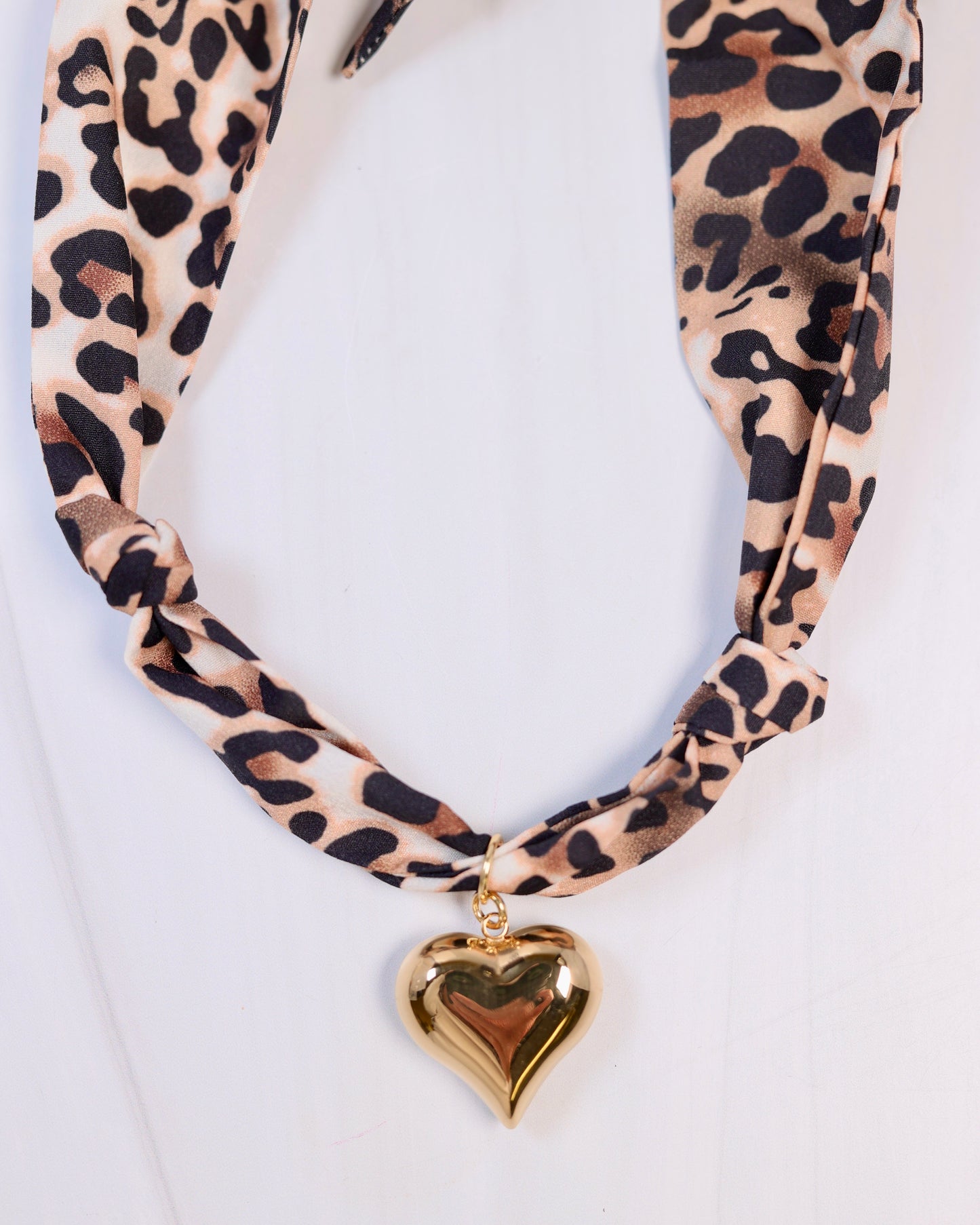 Nala Leopard Scarf Charm Necklace Brown