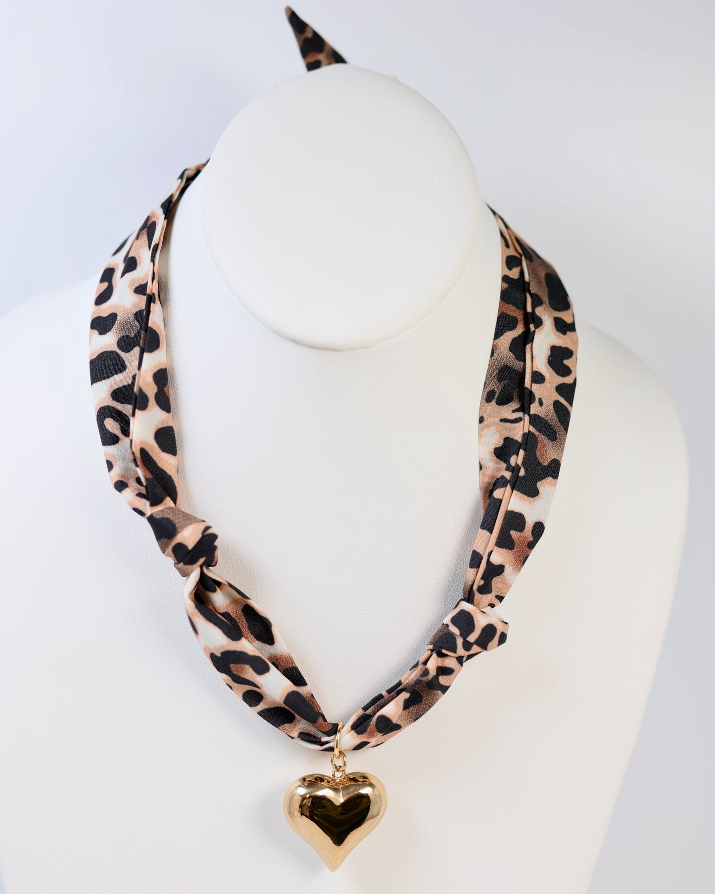Nala Leopard Scarf Charm Necklace Brown