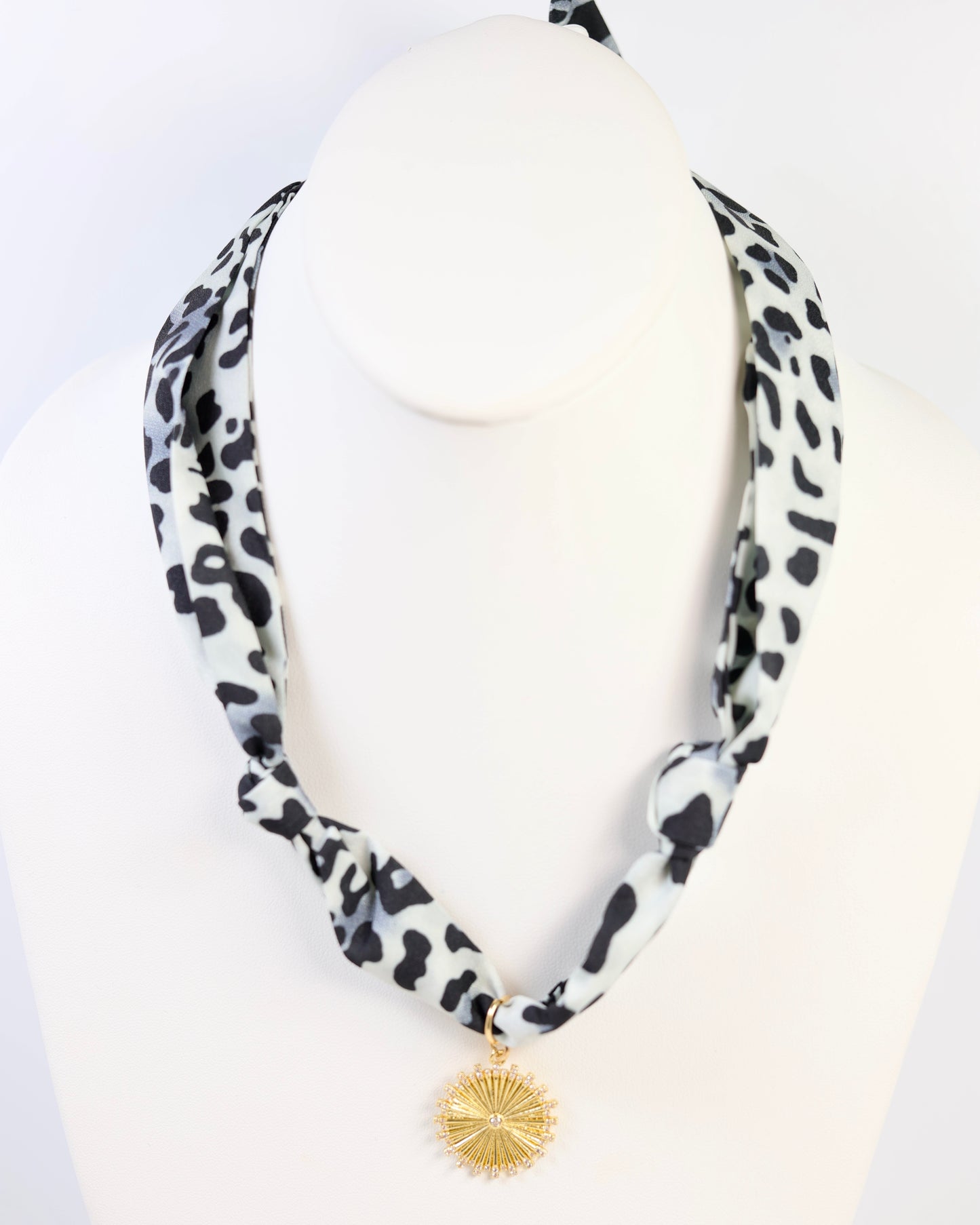 Nala Leopard Scarf Charm Necklace Grey