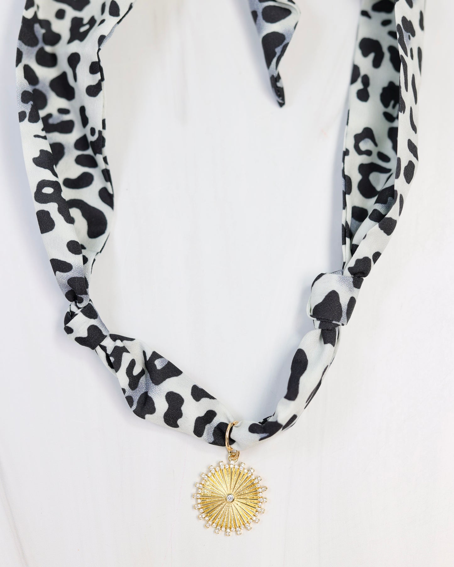 Nala Leopard Scarf Charm Necklace Grey
