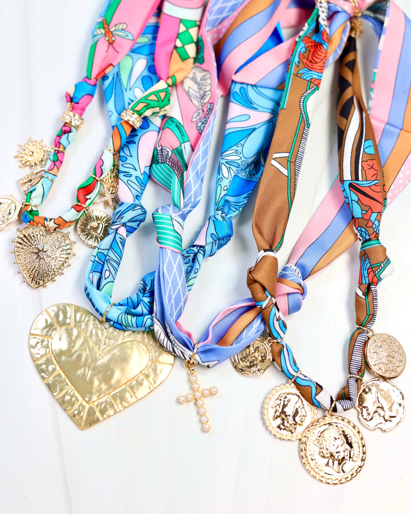 Colorful Charm Scarf Necklace Bundle