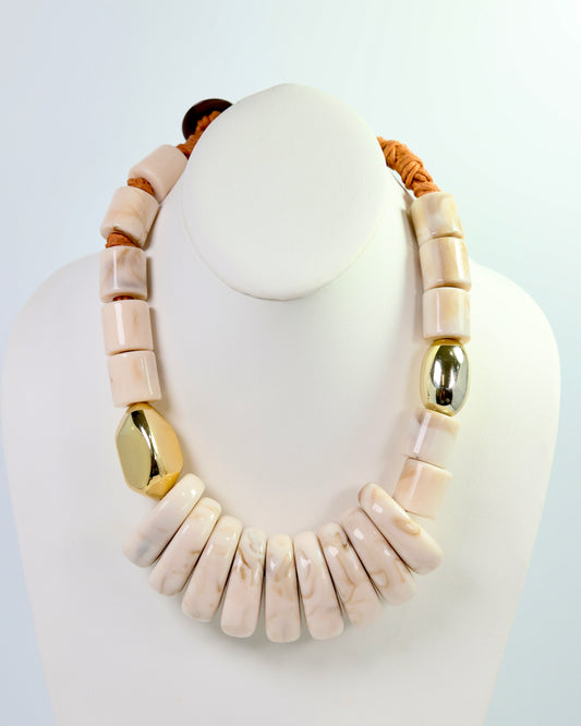 Miranda Beaded Statement Necklace Natural