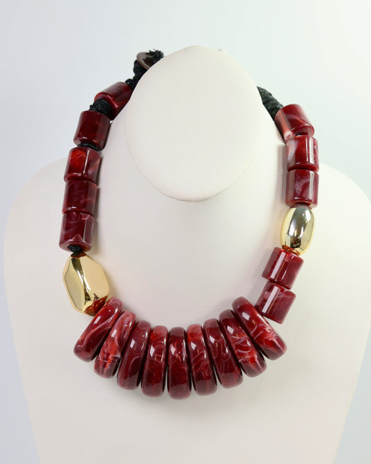 Miranda Beaded Statement Necklace Garnet