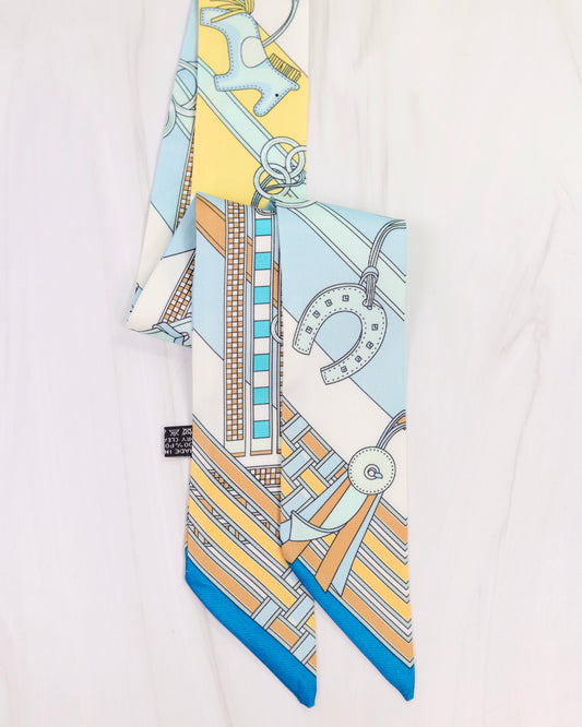 Santee Braided Rope Print Scarf Light Blue