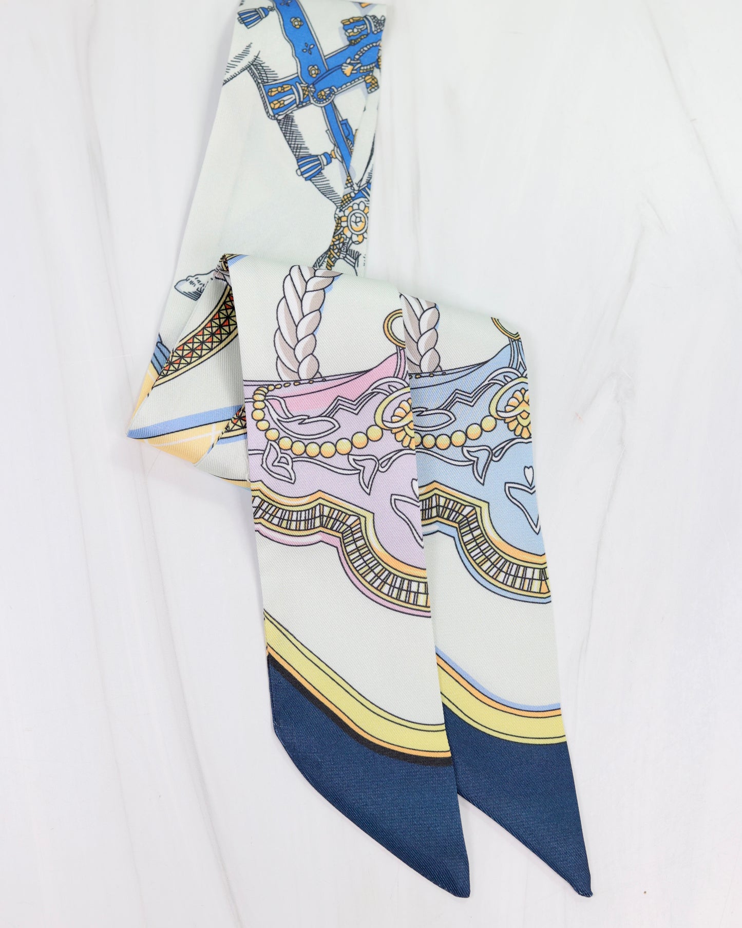 Santee Braided Rope Print Scarf Blue