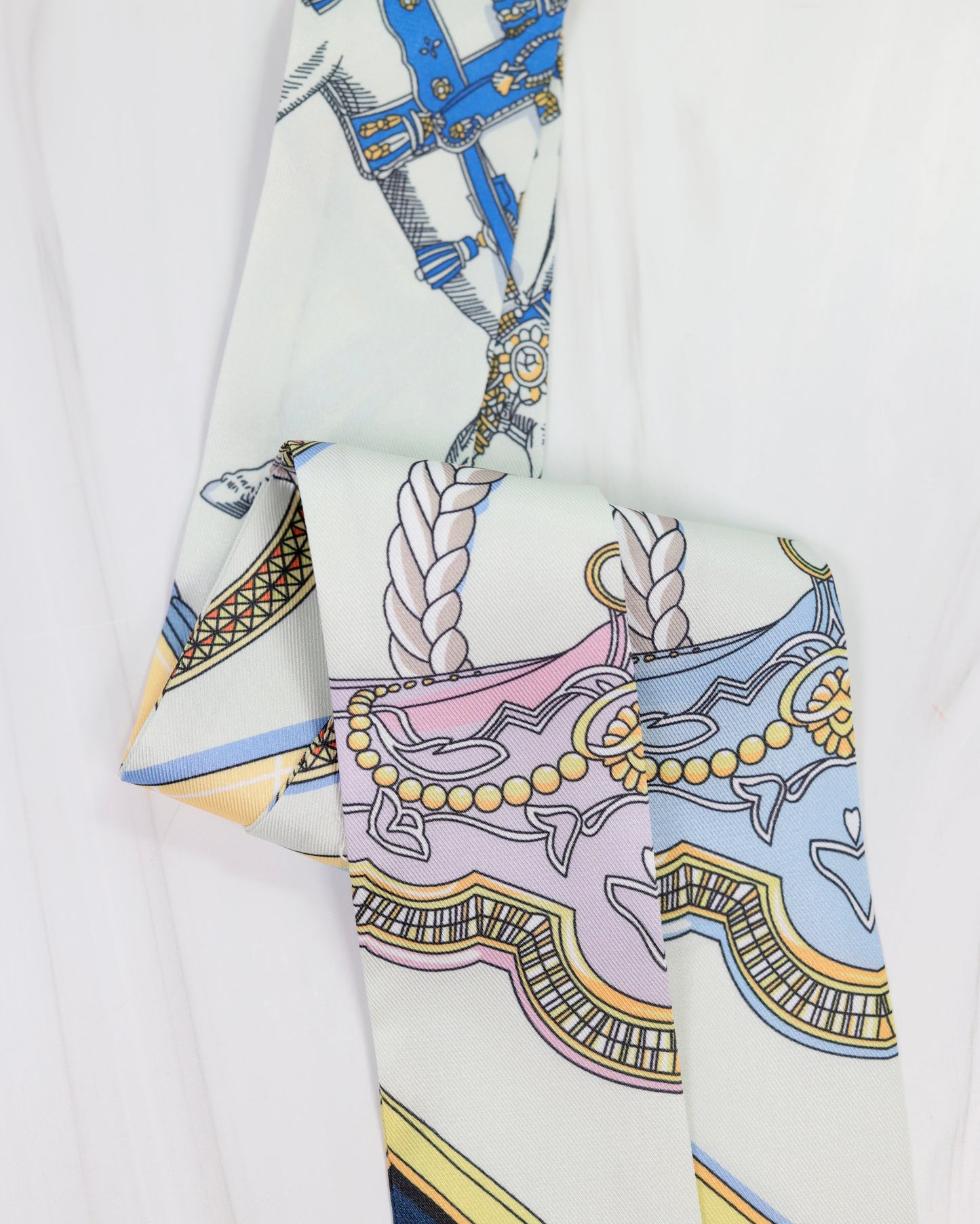 Santee Braided Rope Print Scarf Blue