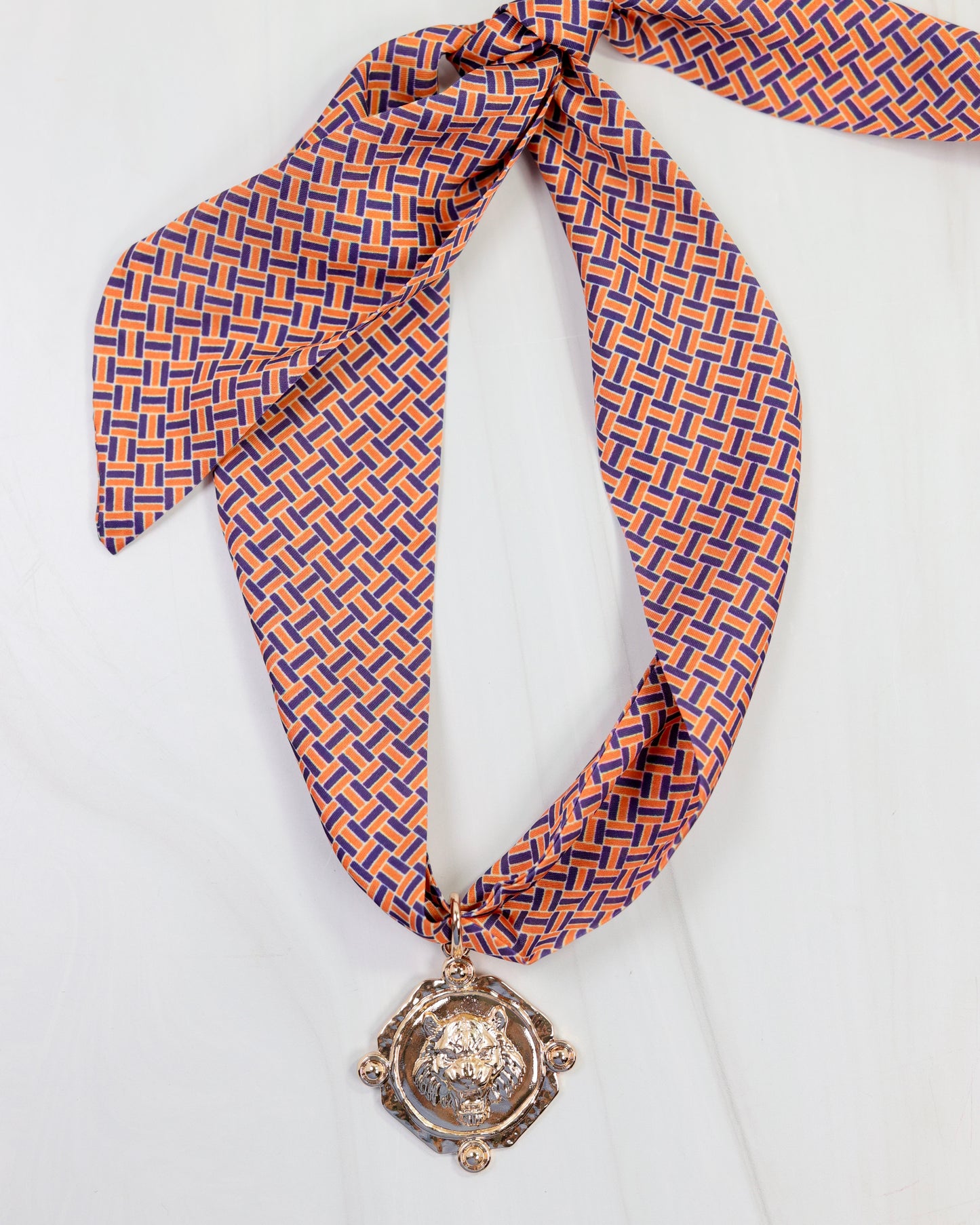 Tanner Tiger Navy Orange Scarf Necklace Bundle