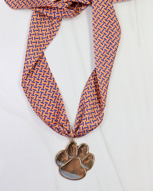 Paddy Paw Charm Navy Orange Scarf Necklace Bundle