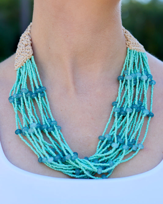 Livonia Multi Layered Beaded Necklace Turquoise