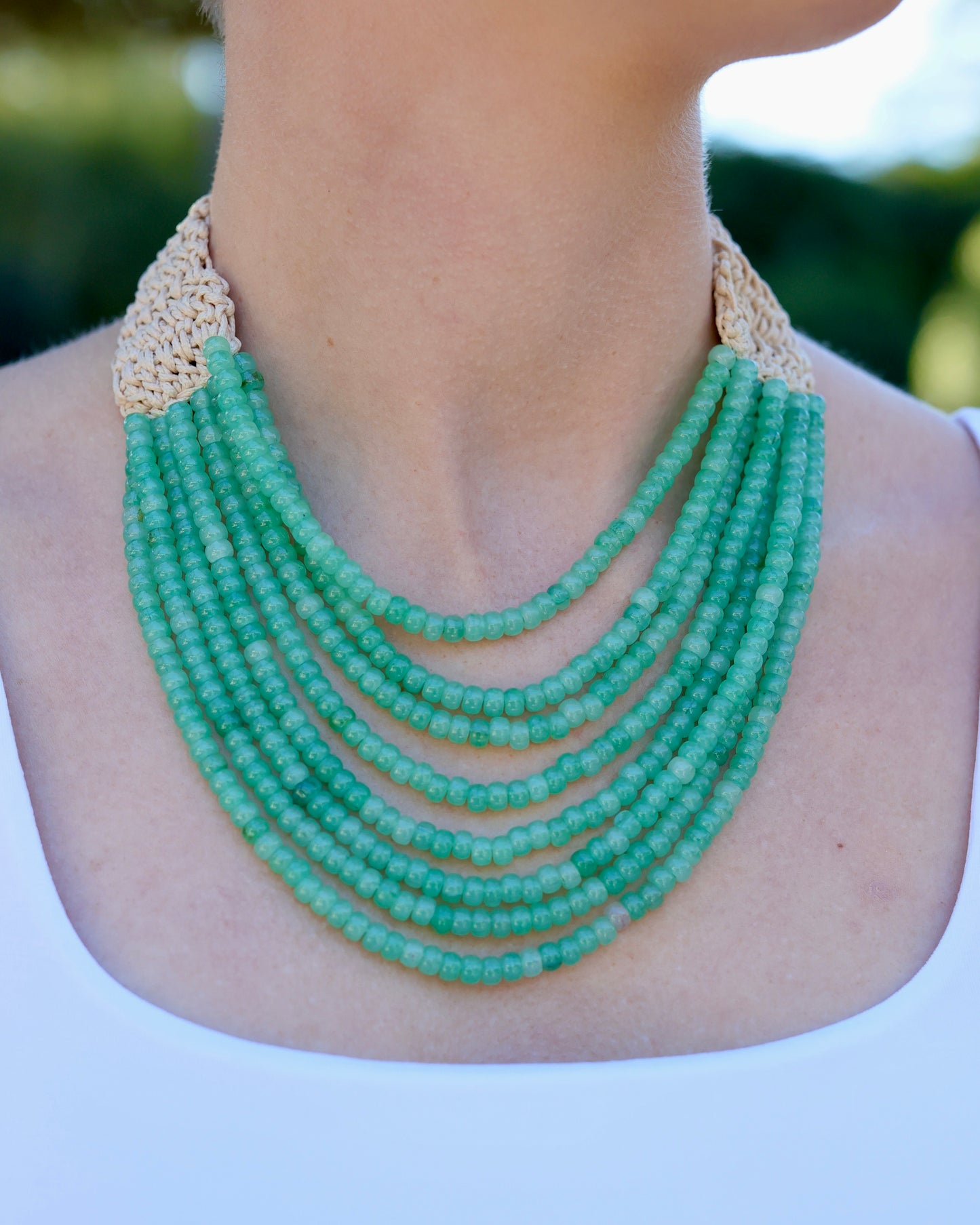 Ironwood Multi Layered Beaded Necklace Green