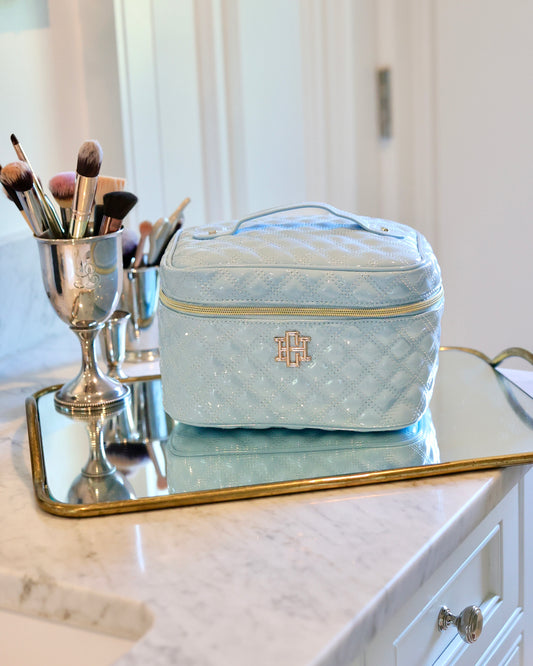 Hampton Train Case Light Blue Patent