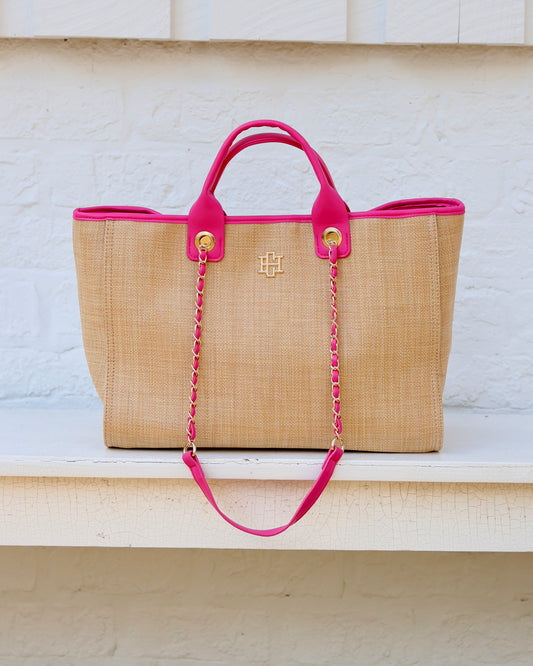 Missy Tote Natural Hot Pink