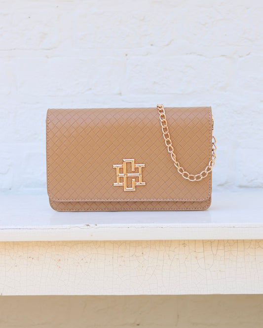 Bryn Clutch/Crossbody Woven Tan