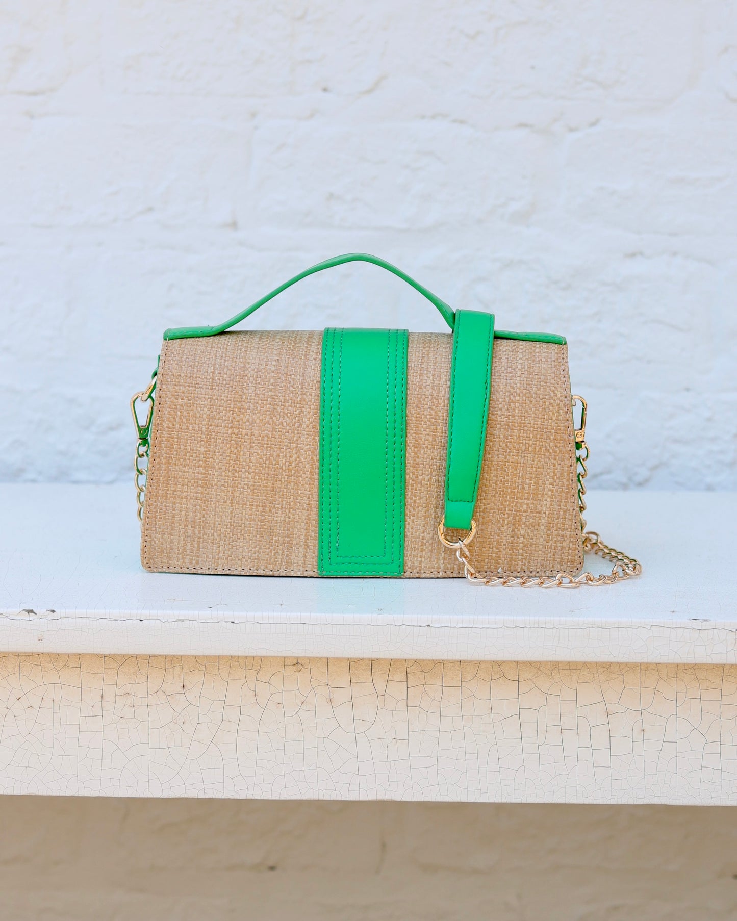 Waverly Clutch Natural Kelly Green