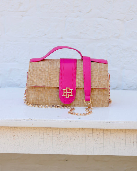 Waverly Clutch Natural Hot Pink