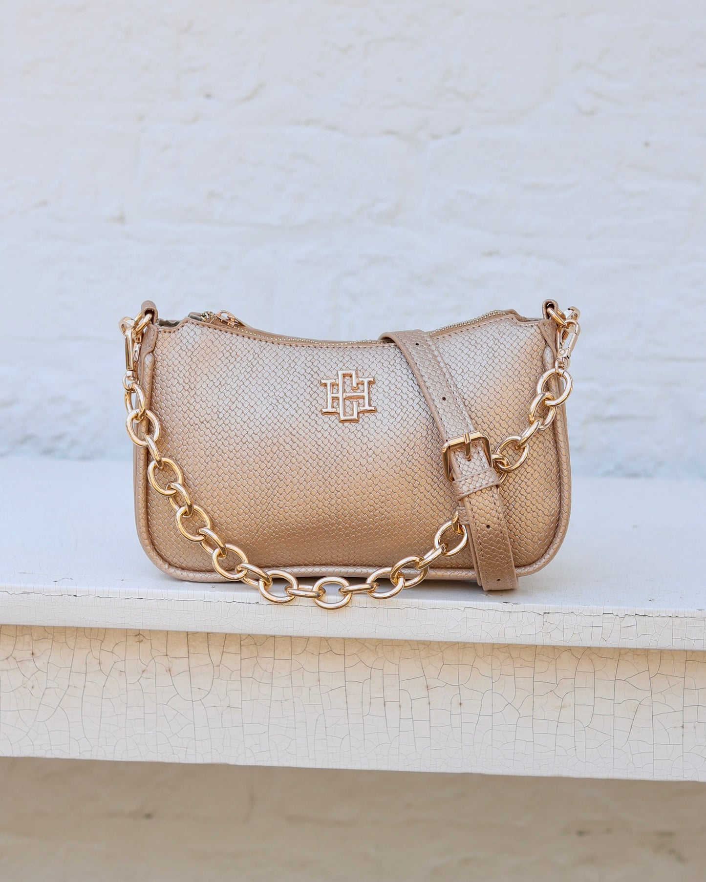 Joan Crossbody Woven Gold