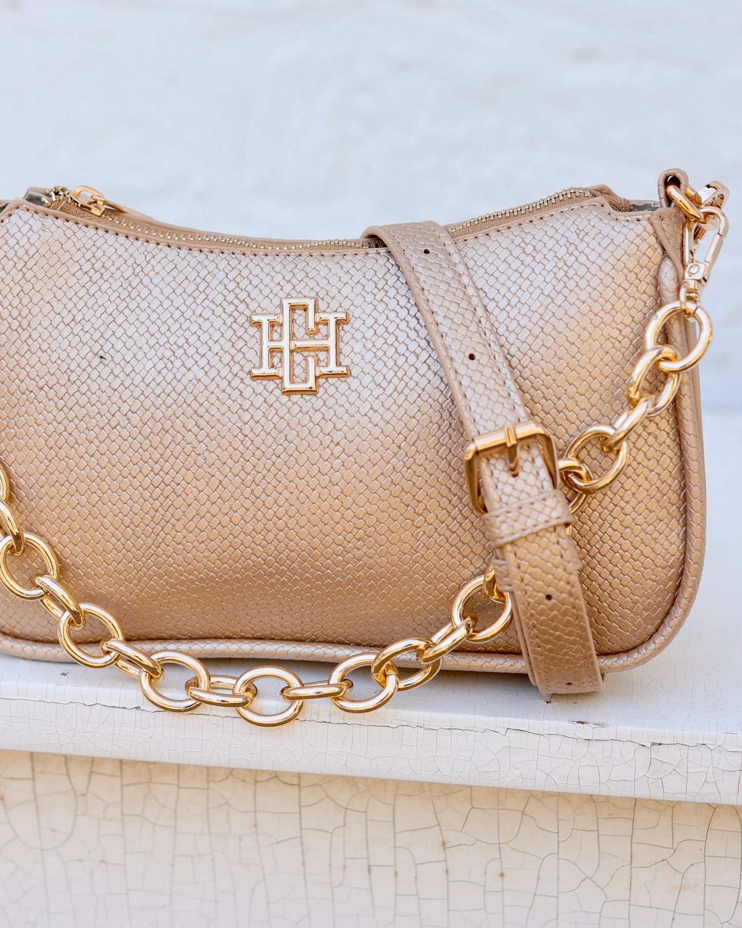 Joan Crossbody Woven Gold
