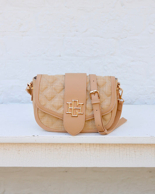 Griffin Crossbody Bag Woven Tan