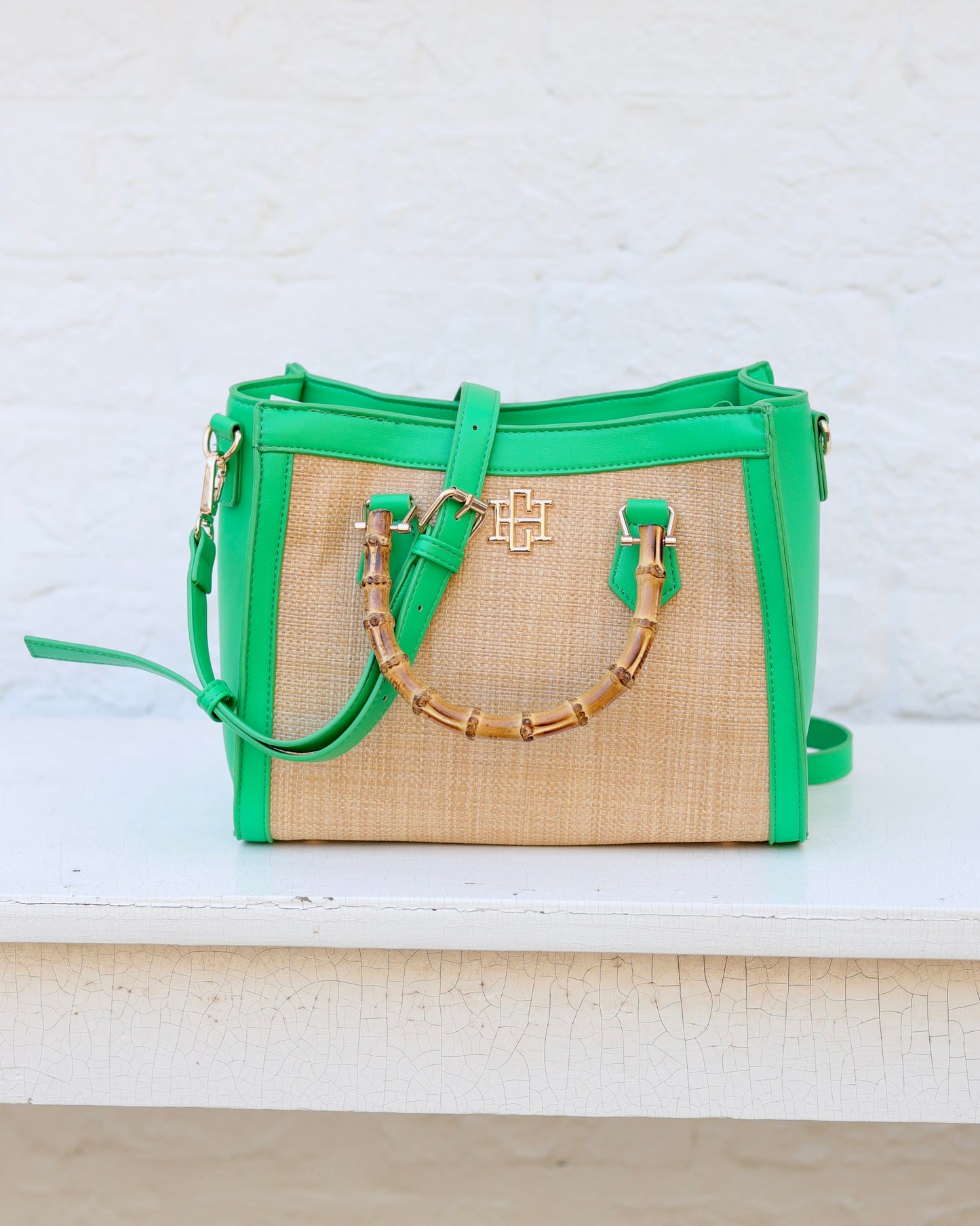Kennedy Tote Natural Kelly Green