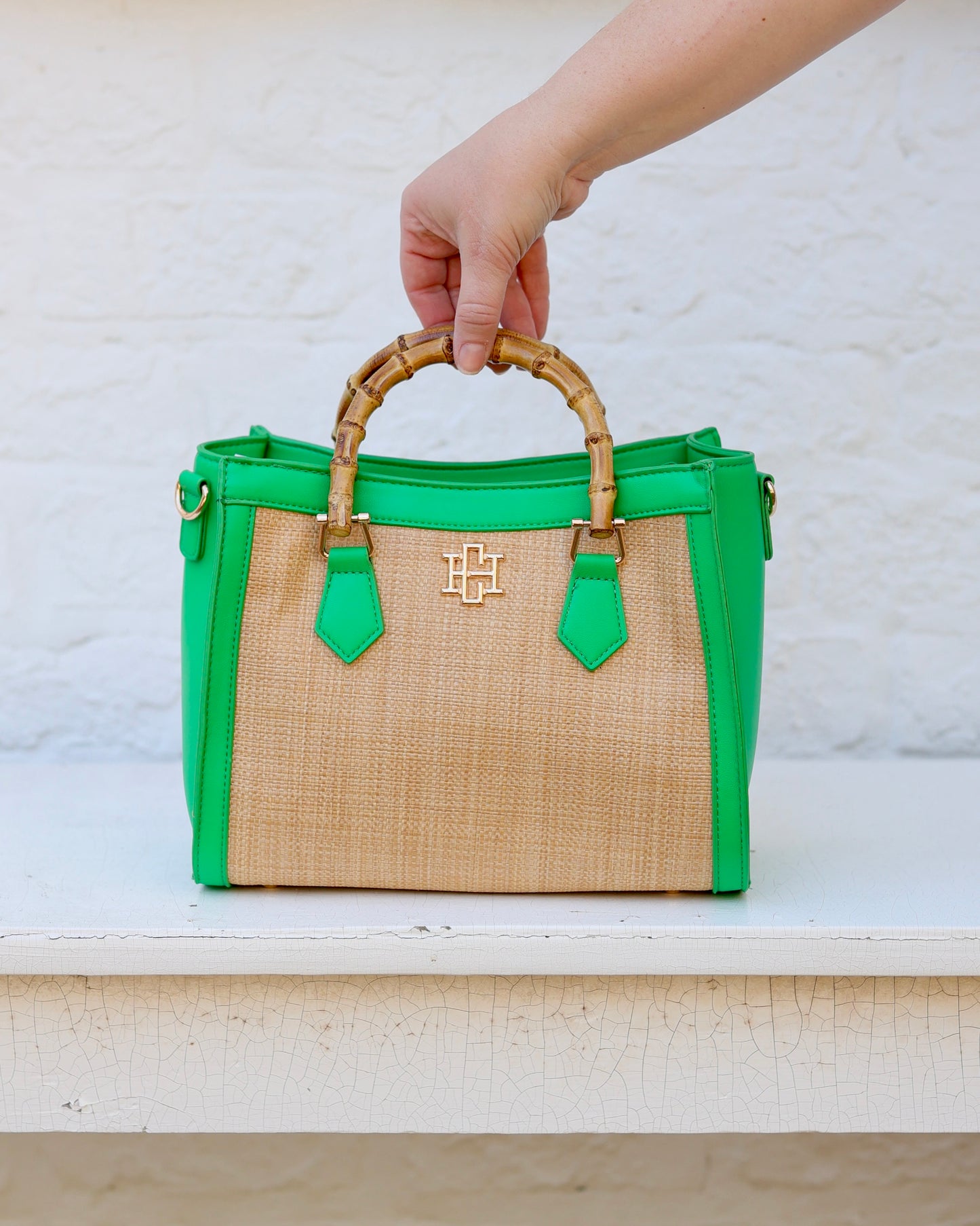 Kennedy Tote Natural Kelly Green